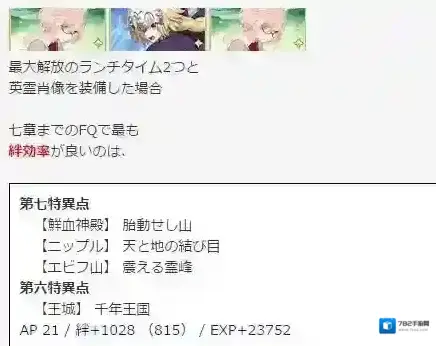 FateGo手游第七章free副本羁绊效率一览