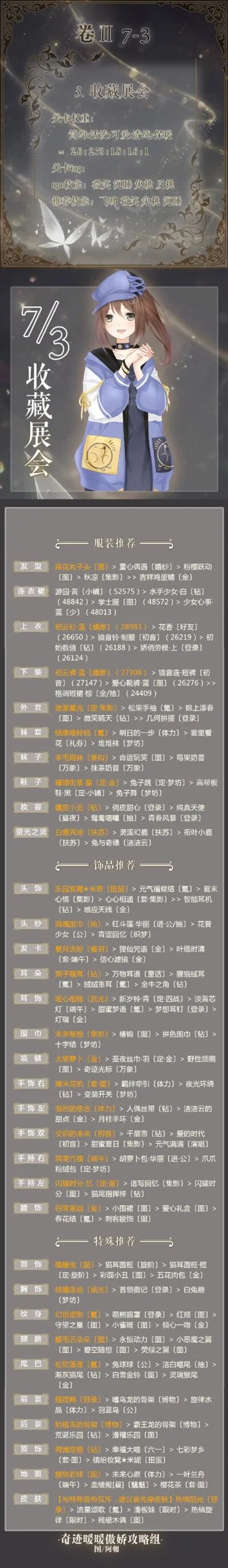 《奇迹暖暖》收藏展会关卡完美S攻略