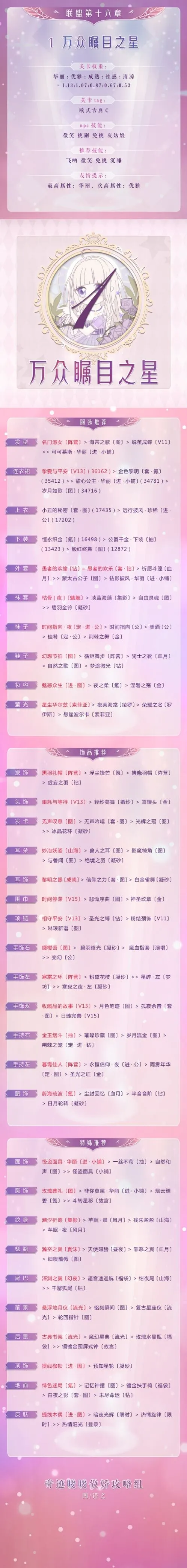 《奇迹暖暖》联盟章节万众瞩目之星技巧