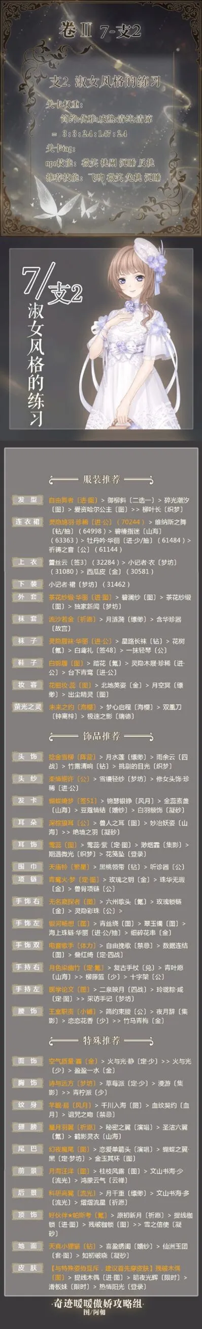 奇迹暖暖第二卷7-支线2淑女风格的练习S级攻略