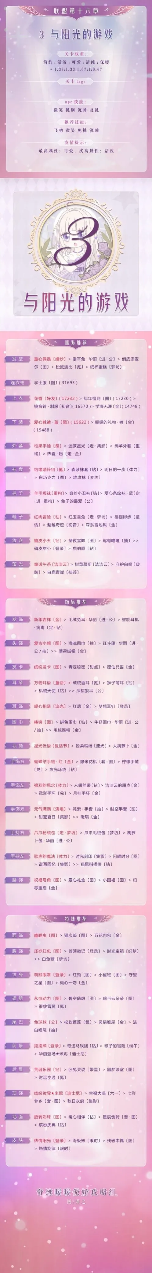 奇迹暖暖联盟16-3阳光游戏玩法攻略