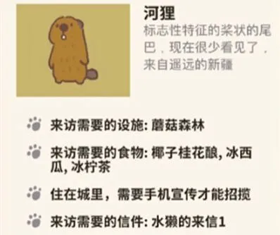 动物餐厅河狸来访要求说明
