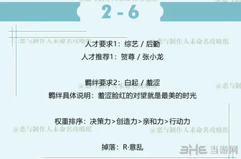 恋与制作人白起拍摄副本第二章攻略详解