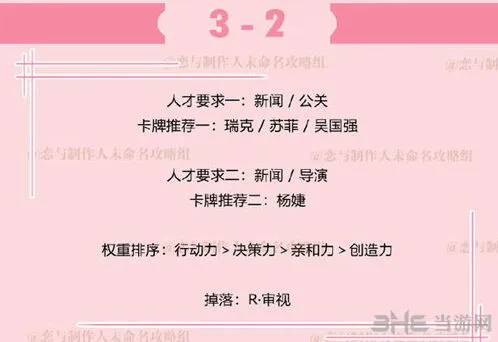 恋与制作人副本3-2人才配置攻略