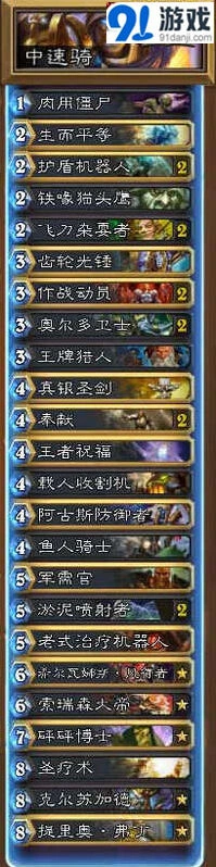 炉石传说逆光中速骑卡组起手留牌