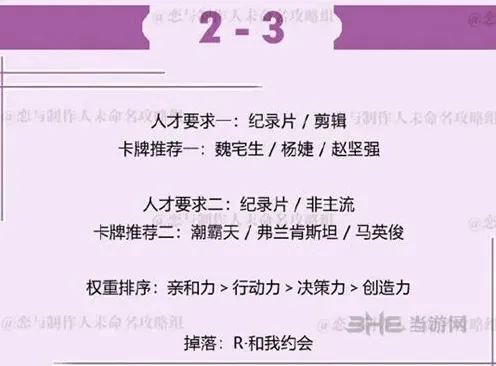 恋与制作人许墨拍摄副本2-3攻略分享