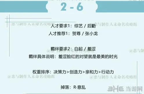《恋与制作人》白起拍摄副本第二章玩法指南