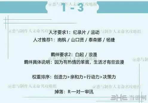 恋与制作人白起拍摄副本1-3三星教学