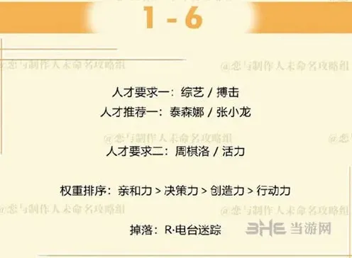 恋与制作人周棋洛拍摄副本1-6新手攻略