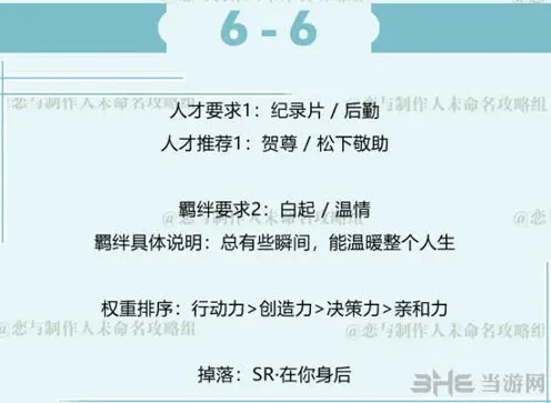 恋与制作人白起拍摄副本6-6三星获取攻略