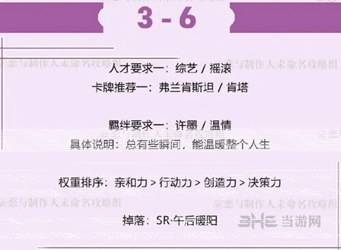 恋与制作人许墨拍摄副本第三章3-6指南