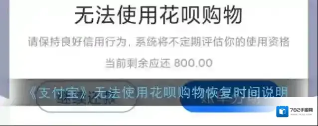 《支付宝》无法使用花呗购物恢复时间说明
